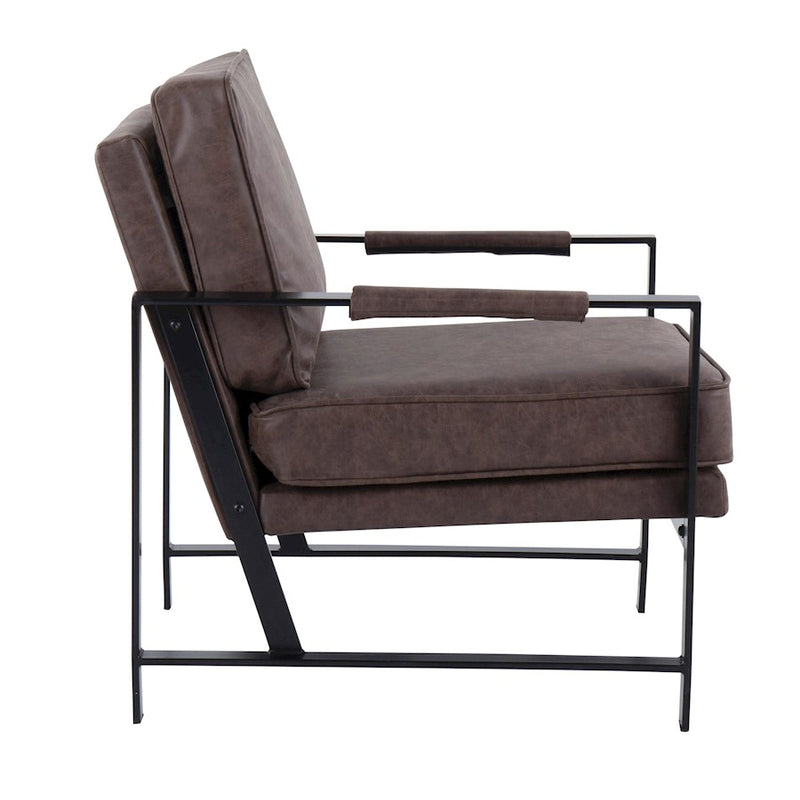 LumiSource Franklin Arm Chair in Black Steel/Espresso PU