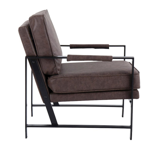 LumiSource Franklin Arm Chair in Black Steel/Espresso PU