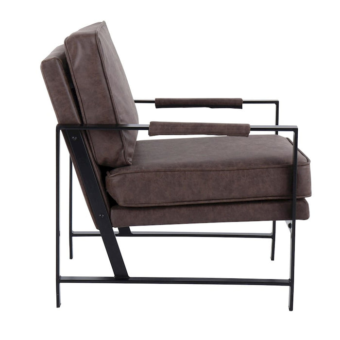 LumiSource Franklin Arm Chair in Black Steel/Espresso PU