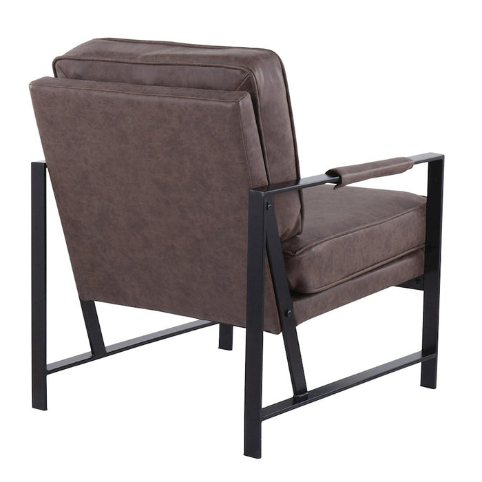 LumiSource Franklin Arm Chair in Black Steel/Espresso PU