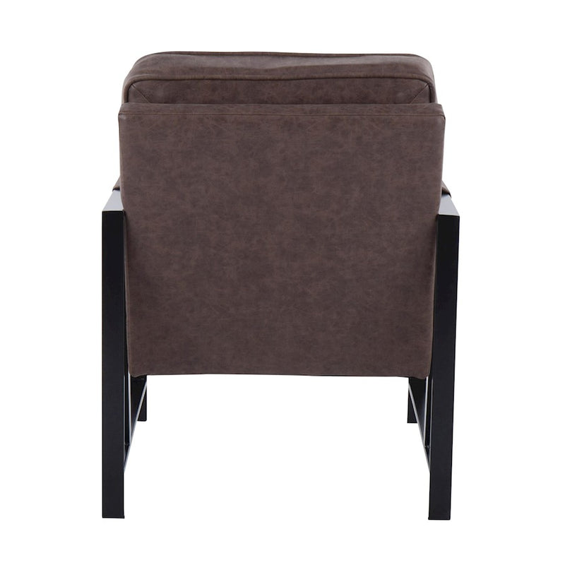 LumiSource Franklin Arm Chair in Black Steel/Espresso PU