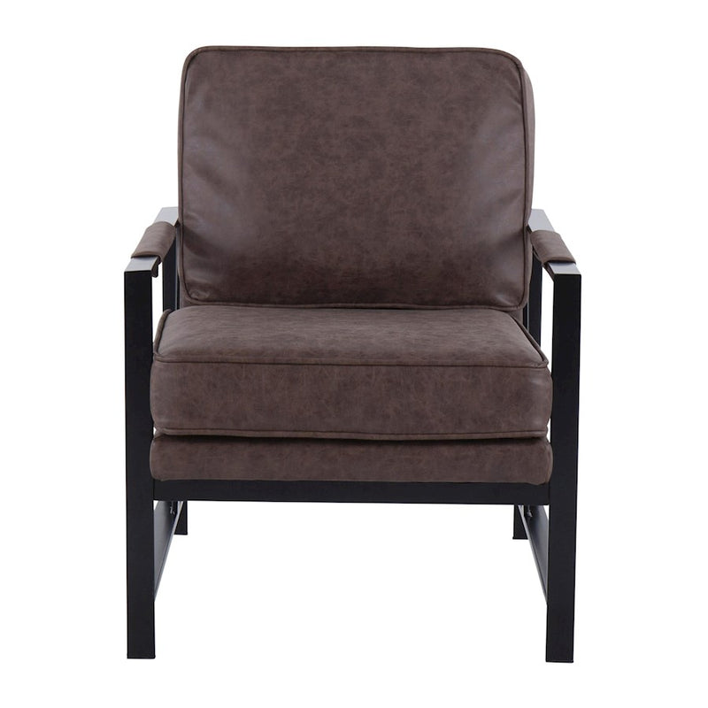 LumiSource Franklin Arm Chair in Black Steel/Espresso PU