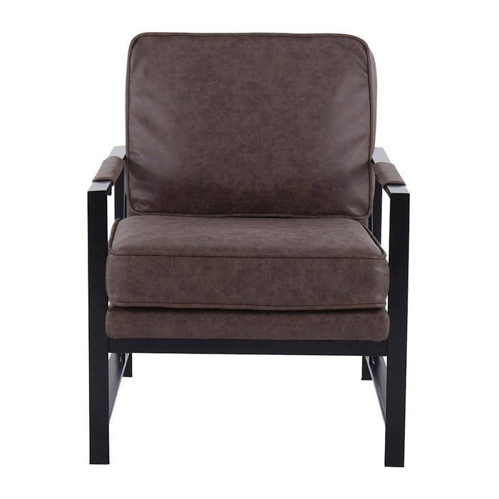 LumiSource Franklin Arm Chair in Black Steel/Espresso PU