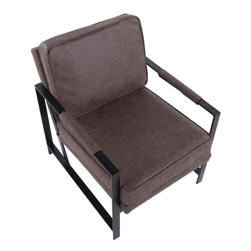LumiSource Franklin Arm Chair in Black Steel/Espresso PU