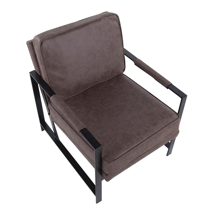 LumiSource Franklin Arm Chair in Black Steel/Espresso PU