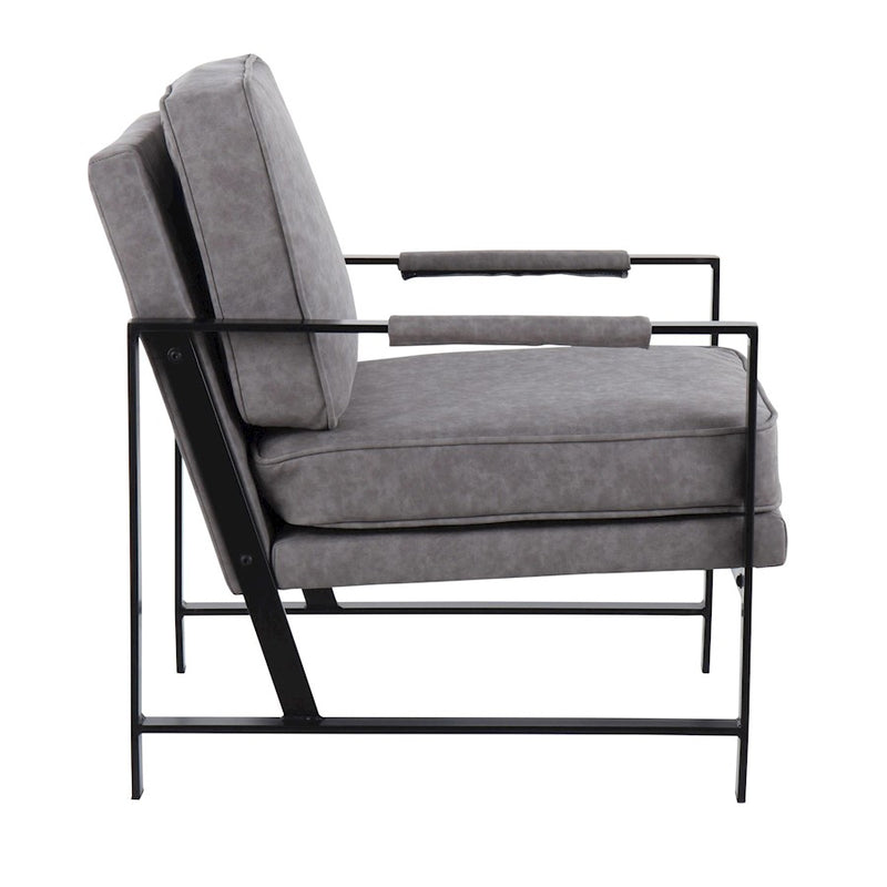 LumiSource Franklin Arm Chair in Black Steel/Grey PU