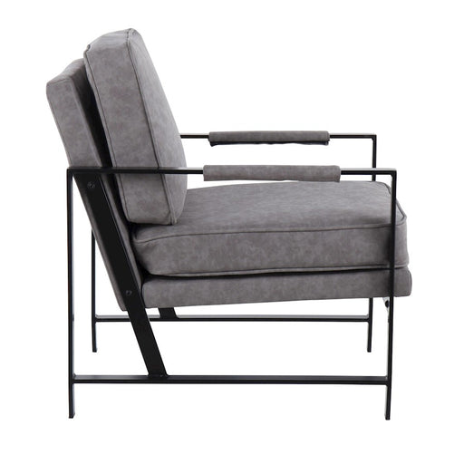 LumiSource Franklin Arm Chair in Black Steel/Grey PU