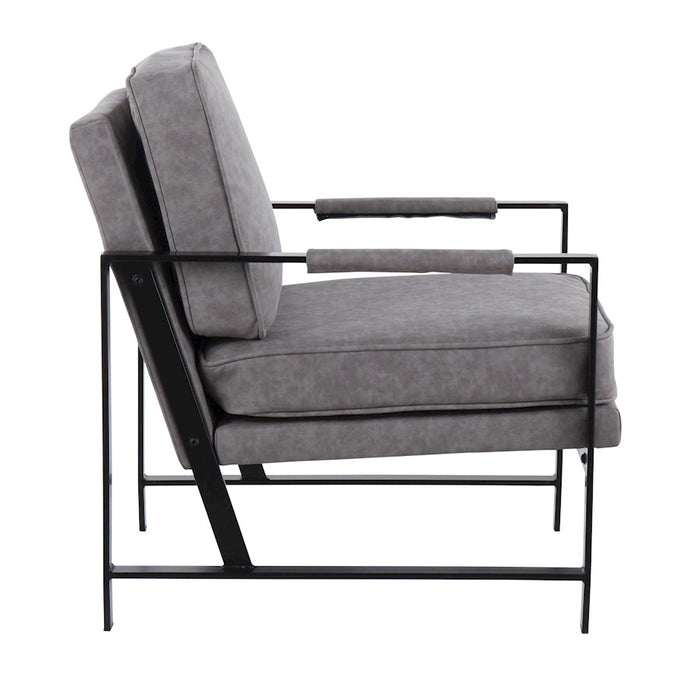 LumiSource Franklin Arm Chair in Black Steel/Grey PU