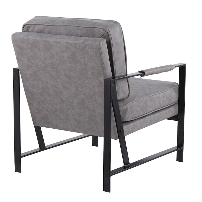 LumiSource Franklin Arm Chair in Black Steel/Grey PU