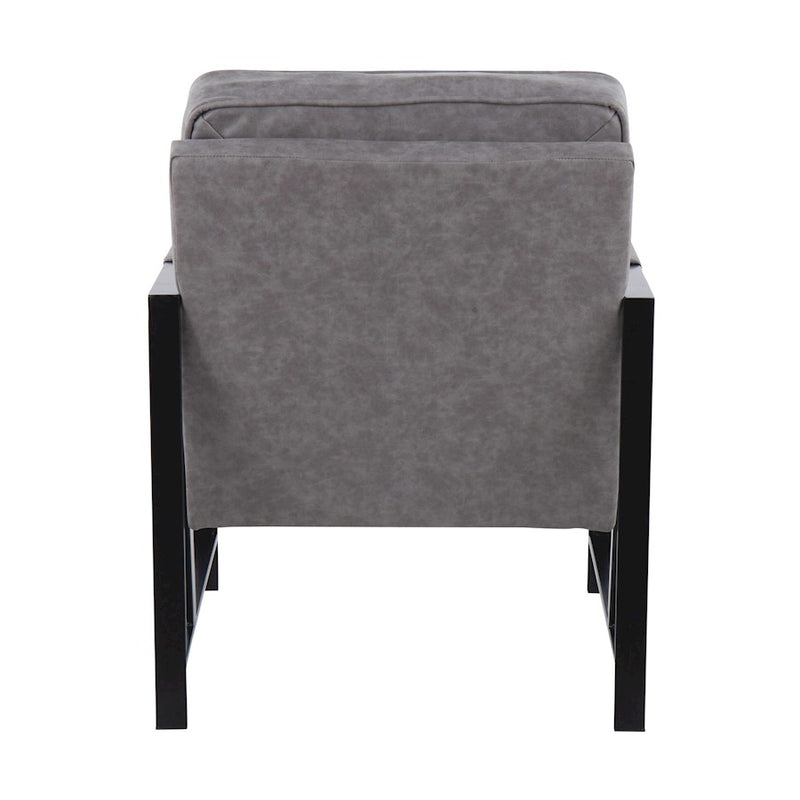 LumiSource Franklin Arm Chair in Black Steel/Grey PU