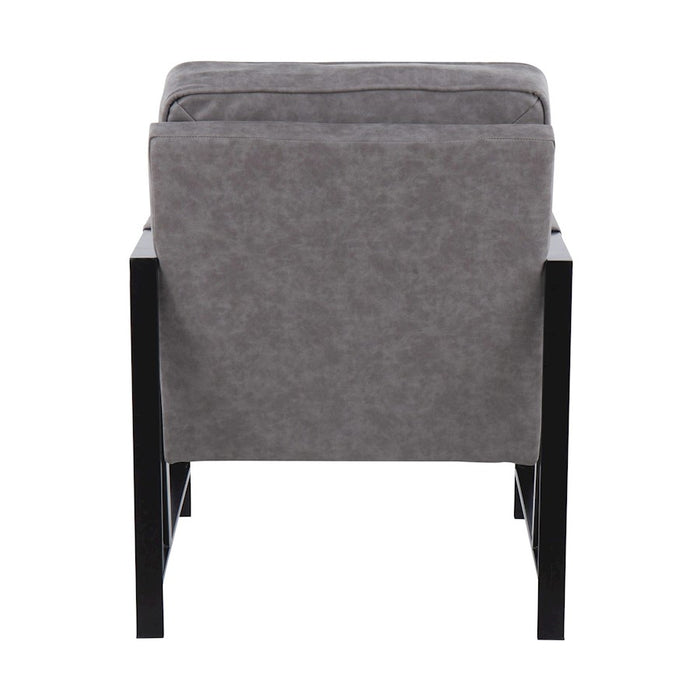 LumiSource Franklin Arm Chair in Black Steel/Grey PU