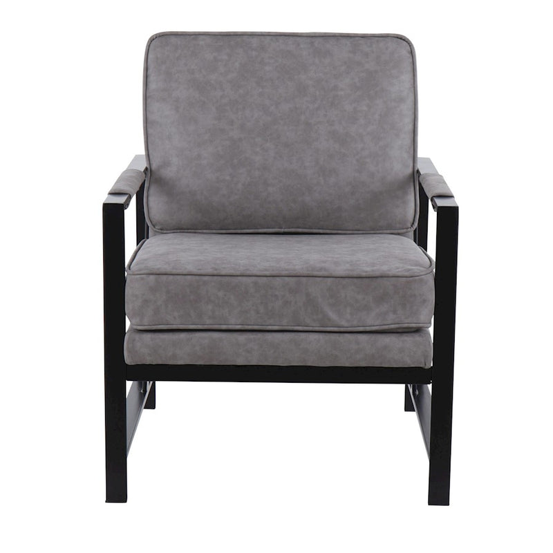 LumiSource Franklin Arm Chair in Black Steel/Grey PU