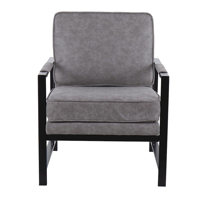 LumiSource Franklin Arm Chair in Black Steel/Grey PU