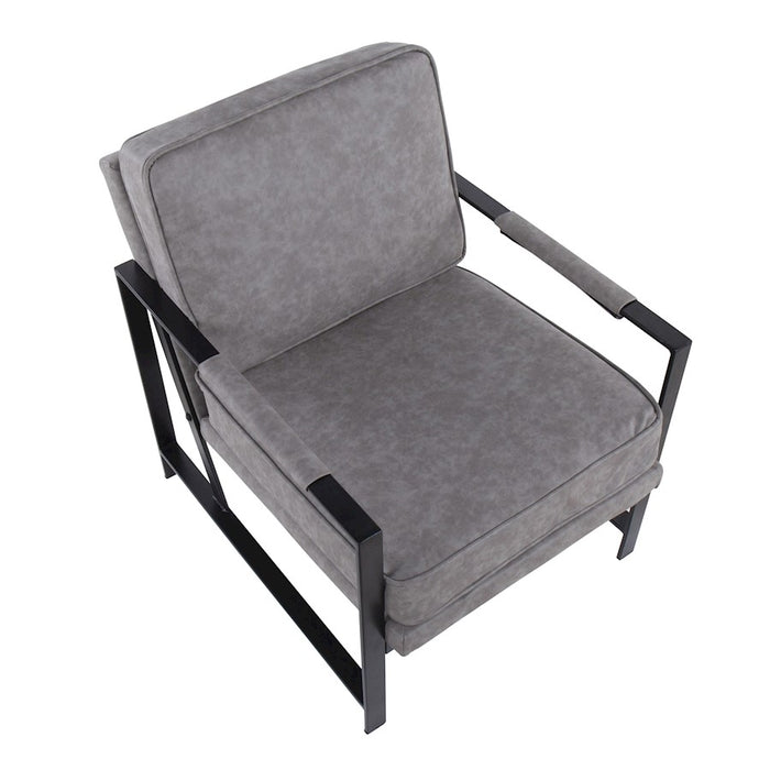 LumiSource Franklin Arm Chair in Black Steel/Grey PU