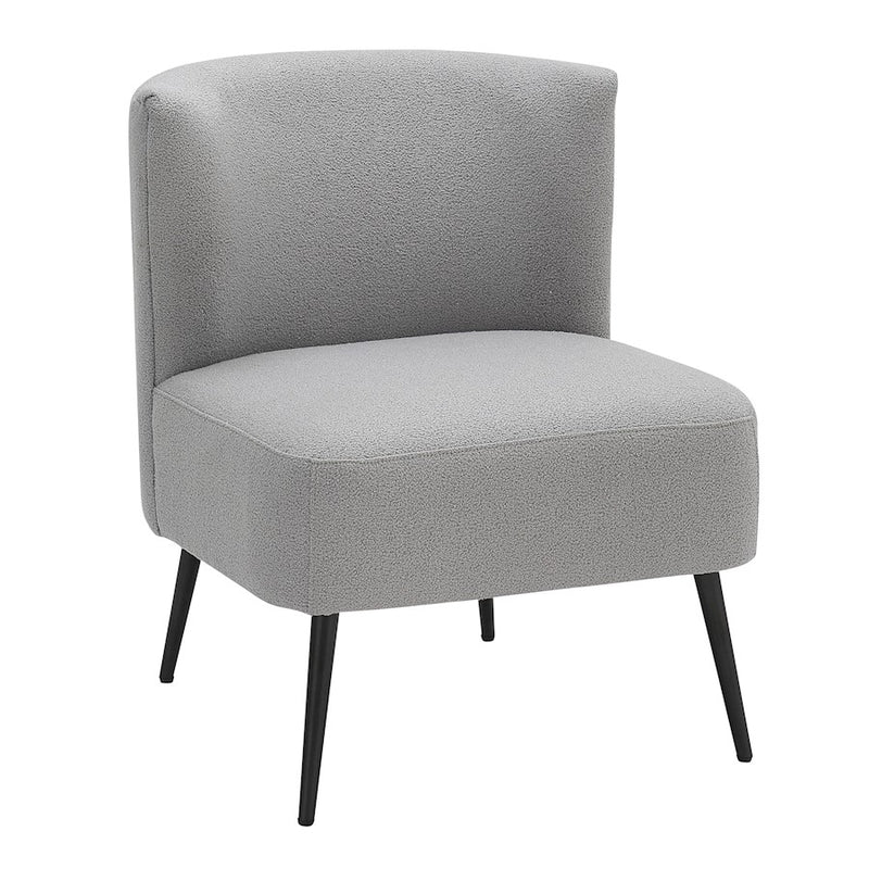 LumiSource Luna Fran Slipper Chair, Black/Light Grey Sherpa - CHR-FRANSLPBKLGY