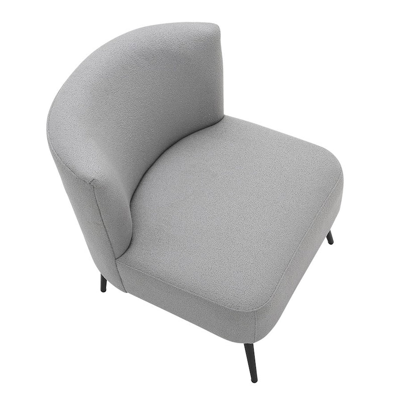 LumiSource Luna Fran Slipper Chair | Black Metal and Light Grey Sherpa Fabric | Living Room & Bedroom Accent Seating | Model CHR-FRANSLPBKLGY