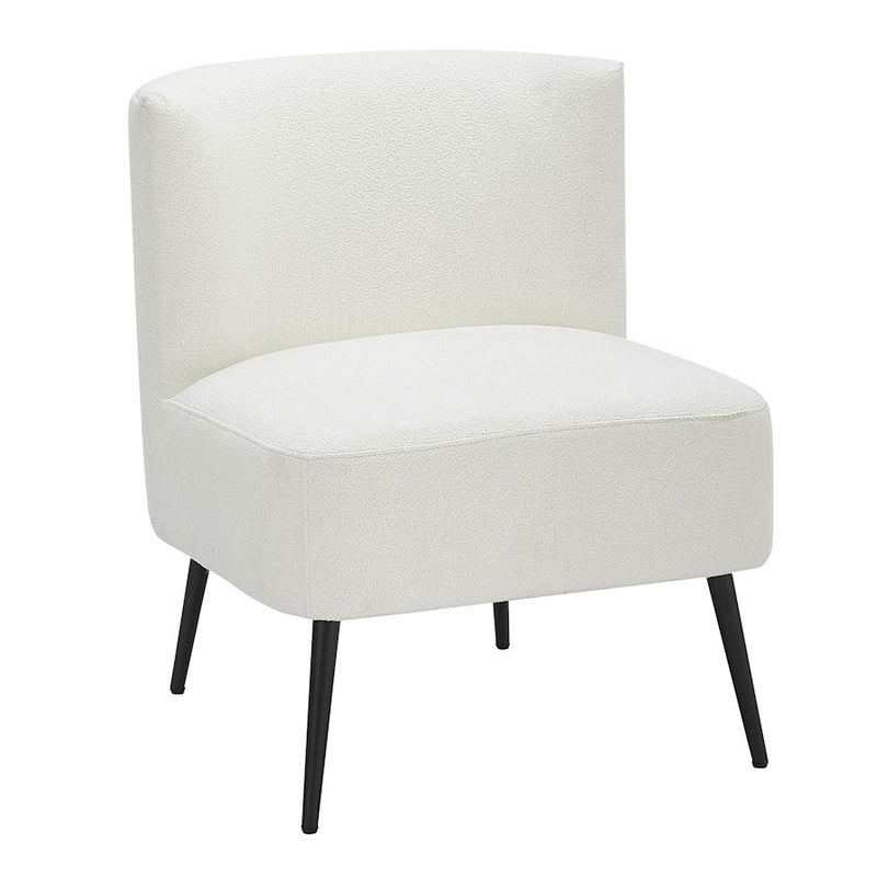 LumiSource Luna Fran Slipper Chair, Black Metal/White Sherpa - CHR-FRANSLPBKW
