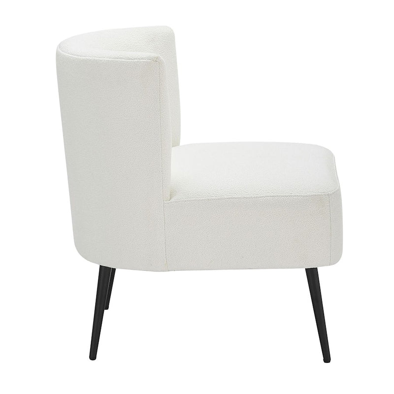LumiSource Luna Fran Slipper Chair, Black Metal/White Sherpa