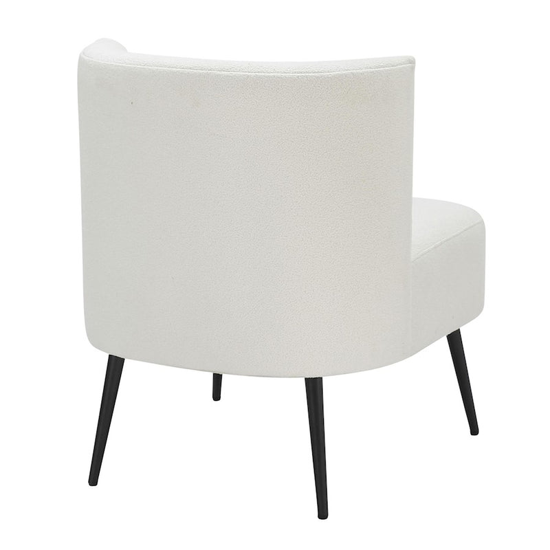LumiSource Luna Fran Slipper Chair, Black Metal/White Sherpa