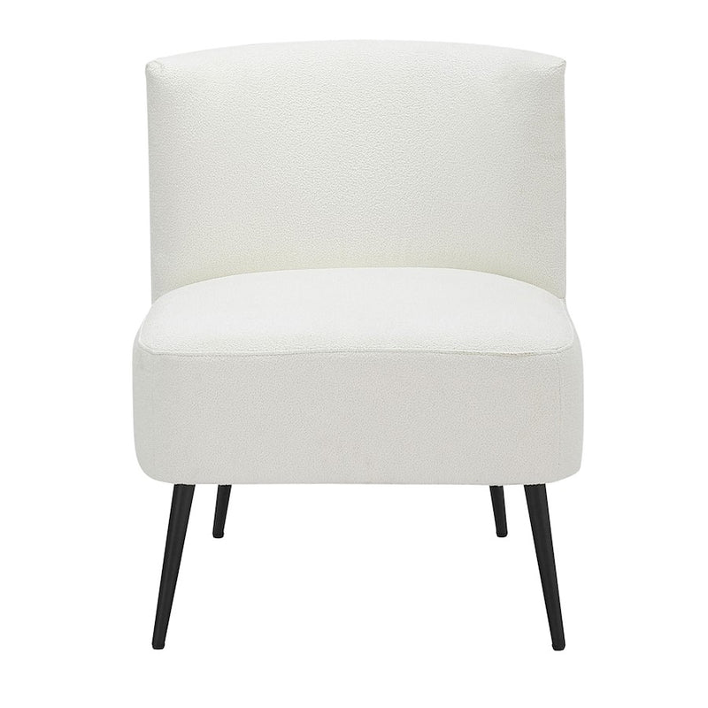 LumiSource Luna Fran Slipper Chair, Black Metal/White Sherpa