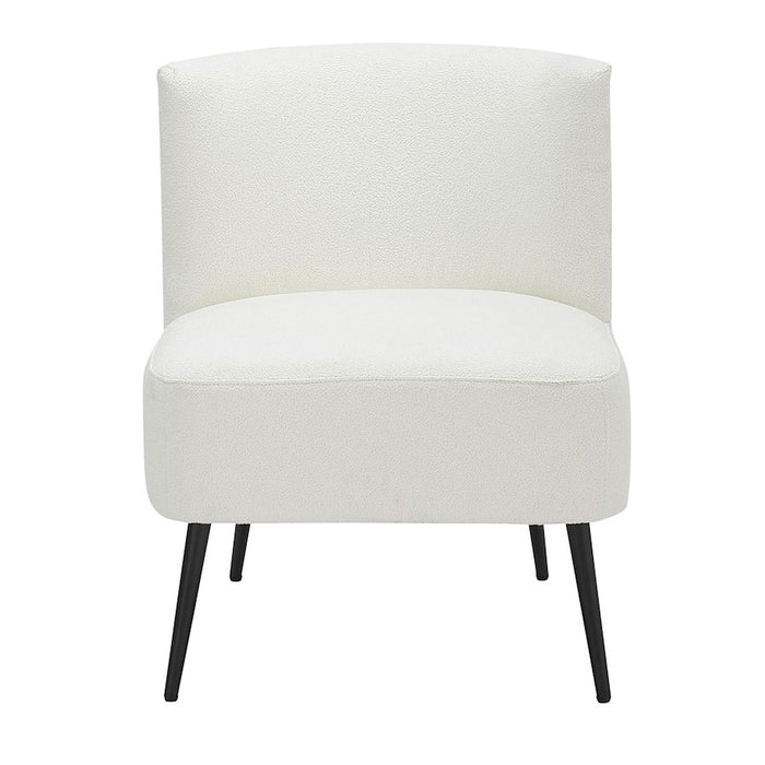 LumiSource Luna Fran Slipper Chair, Black Metal/White Sherpa