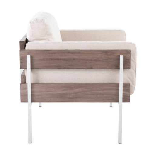 LumiSource Kari Chair, White Metal/Grey Wood/Cream