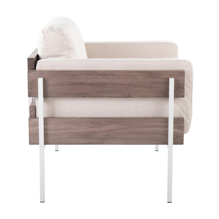 LumiSource Kari Chair, White Metal/Grey Wood/Cream