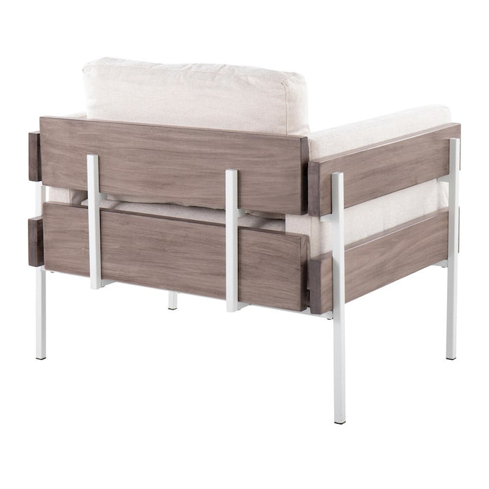LumiSource Kari Chair, White Metal/Grey Wood/Cream