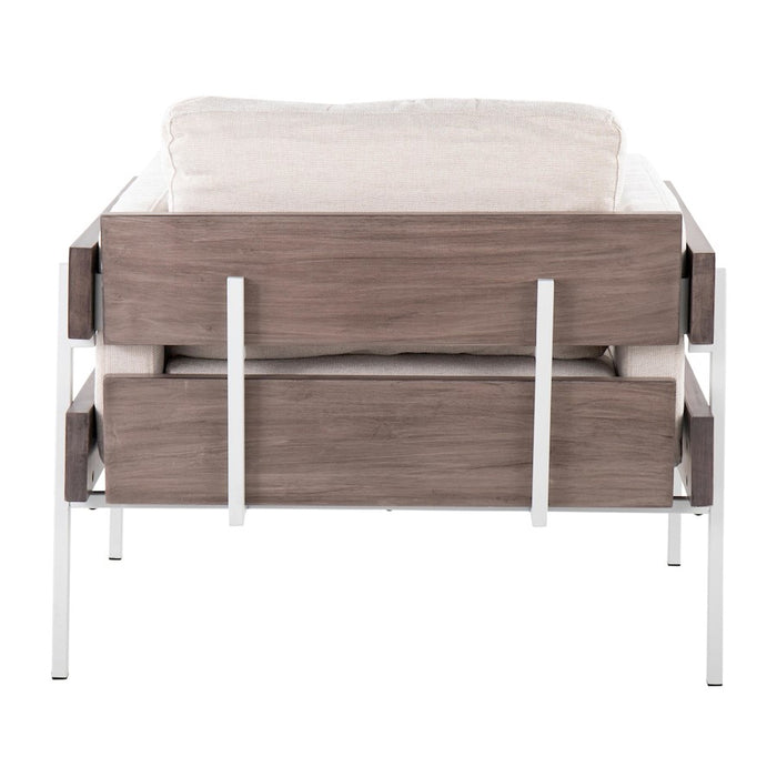 LumiSource Kari Chair, White Metal/Grey Wood/Cream