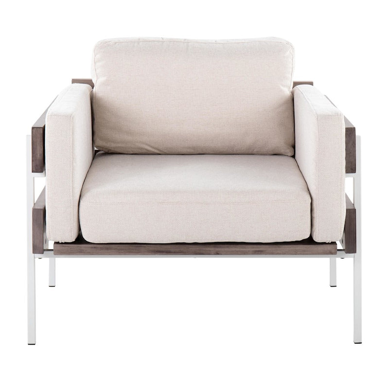 LumiSource Kari Chair, White Metal/Grey Wood/Cream