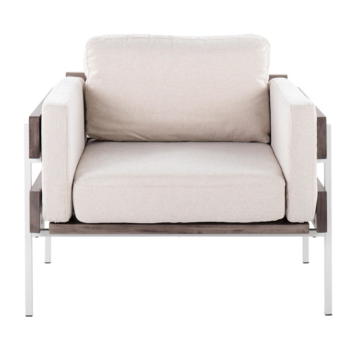 LumiSource Kari Chair, White Metal/Grey Wood/Cream