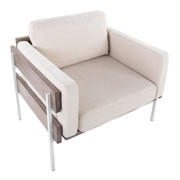 LumiSource Kari Chair, White Metal/Grey Wood/Cream