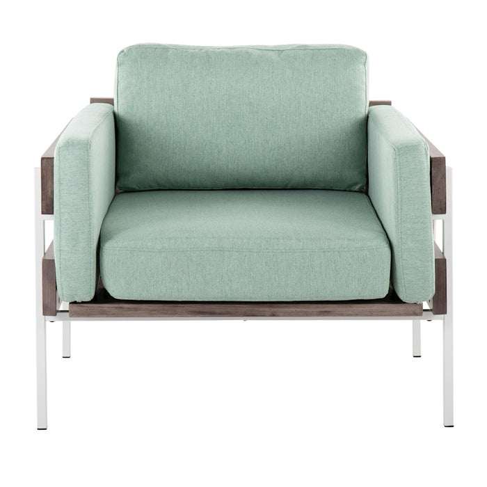 LumiSource Kari Chair, White/Grey Wood/Light Green