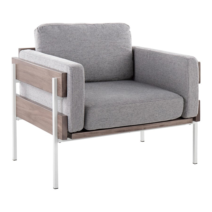 LumiSource Kari Chair, White Metal/Grey Wood/Light Grey - CHR-KARI2WGYLGY
