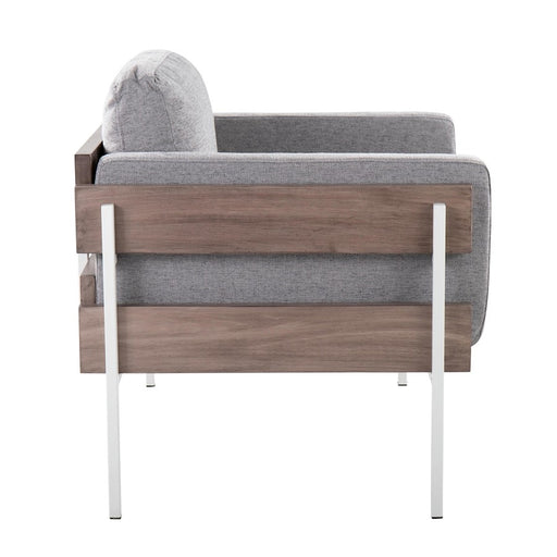 LumiSource Kari Chair, White Metal/Grey Wood/Light Grey
