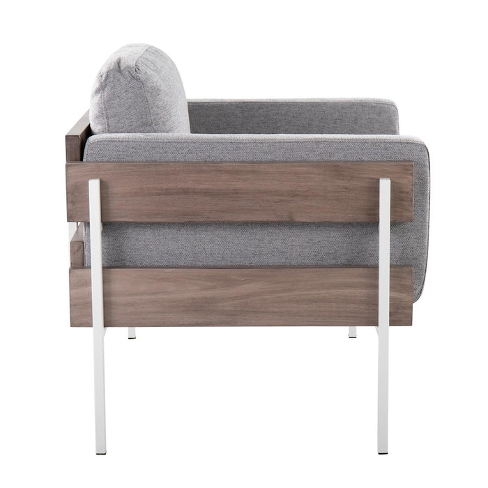 LumiSource Kari Chair, White Metal/Grey Wood/Light Grey