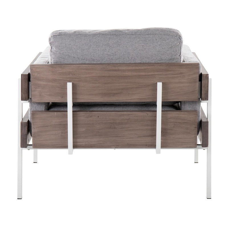 LumiSource Kari Chair, White Metal/Grey Wood/Light Grey