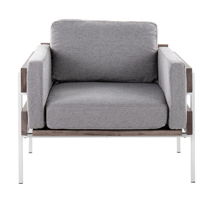 LumiSource Kari Chair, White Metal/Grey Wood/Light Grey
