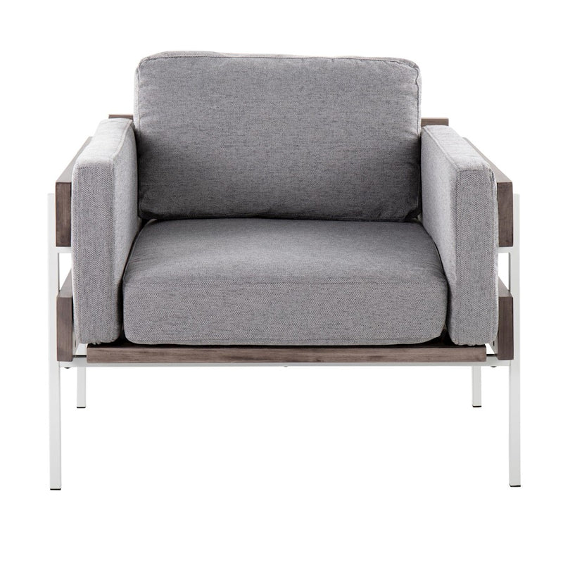 LumiSource Kari Accent Chair | White Metal, Grey Wood, Light Grey Fabric | Living Room & Reading Nook | 30.5 x 36 x 30.5 in | Model CHR-KARI2WGYLGY