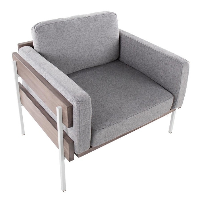 LumiSource Kari Chair, White Metal/Grey Wood/Light Grey