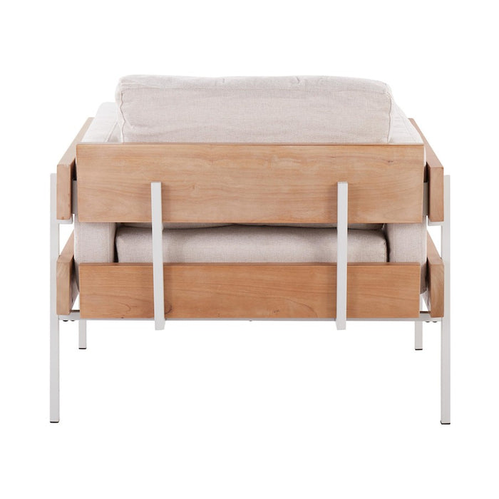 LumiSource Kari Chair, White Metal/Natural Wood/Cream