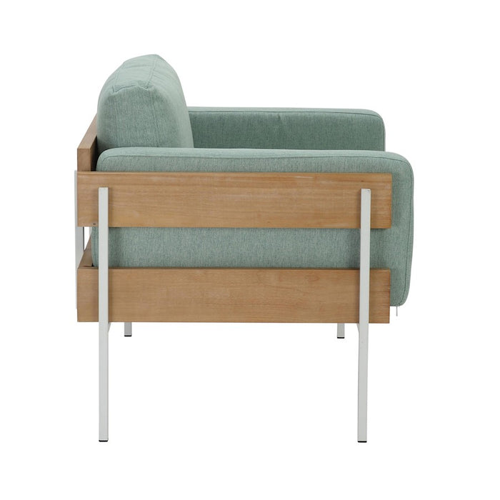 LumiSource Kari Chair, White/Natural Wood/Light Green