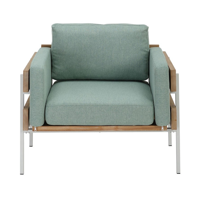 LumiSource Kari Chair, White/Natural Wood/Light Green