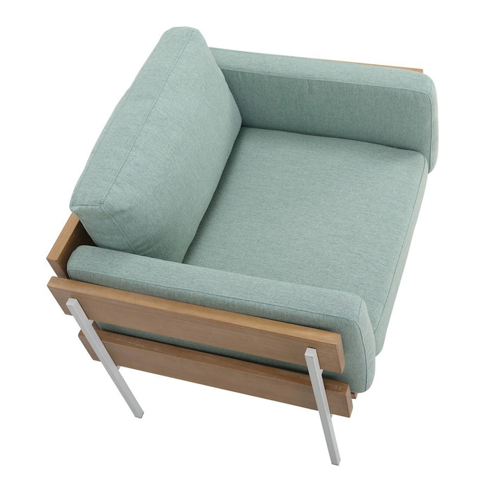 LumiSource Kari Chair, White/Natural Wood/Light Green
