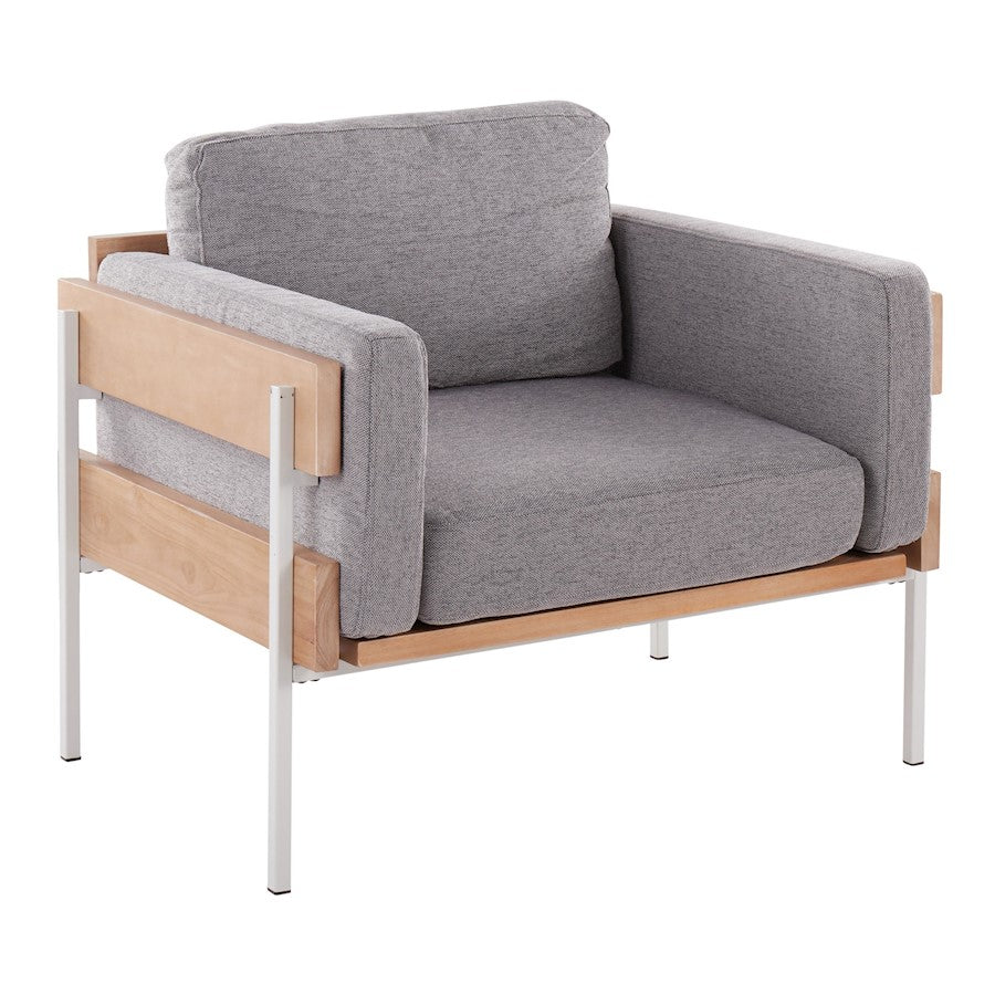LumiSource Kari Chair, White/Natural Wood/Light Grey - CHR-KARI2WNALGY