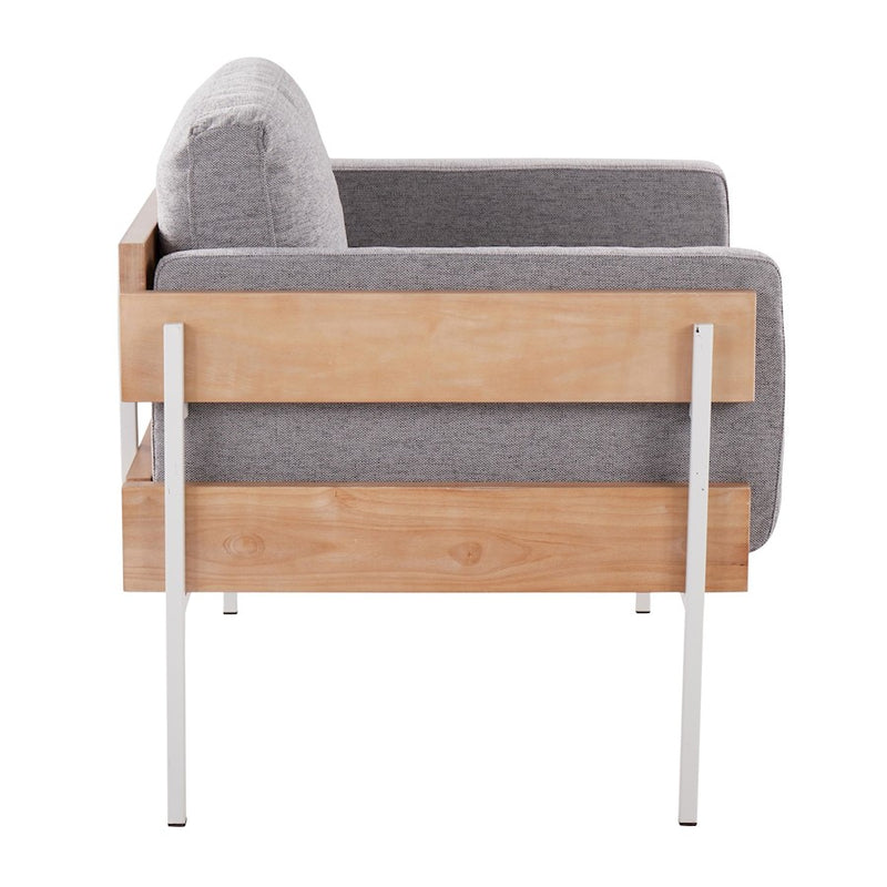 LumiSource Kari Chair, White/Natural Wood/Light Grey