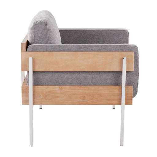 LumiSource Kari Chair, White/Natural Wood/Light Grey