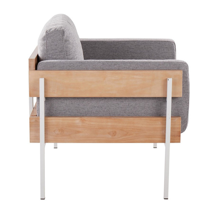 LumiSource Kari Chair, White/Natural Wood/Light Grey