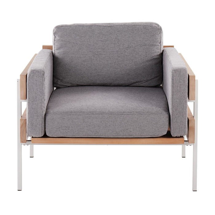 LumiSource Kari Chair, White/Natural Wood/Light Grey