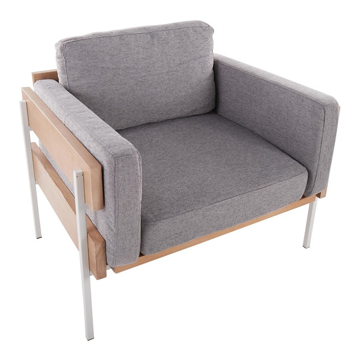 LumiSource Kari Chair, White/Natural Wood/Light Grey